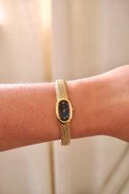 Vintage 1980s/1990s Ladies Gold Seiko Watch – Black Dial – Dainty Bracelet Watch
