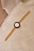 90s Vintage Gucci Gold Plated Rice Link Bezel Watch Working