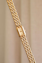 Vintage 1980s Gold  Accurist Ladies Tank Watch  Japanese Movement Diamond Accent Housed in Original Box