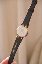 1994 Ladies Burberrys Gold Tone Round Watch with Date Brown Lizard Strap