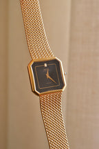 RARE 80s Seiko Lassale 6020 Gold Tank Watch Black Dial Watch in Box