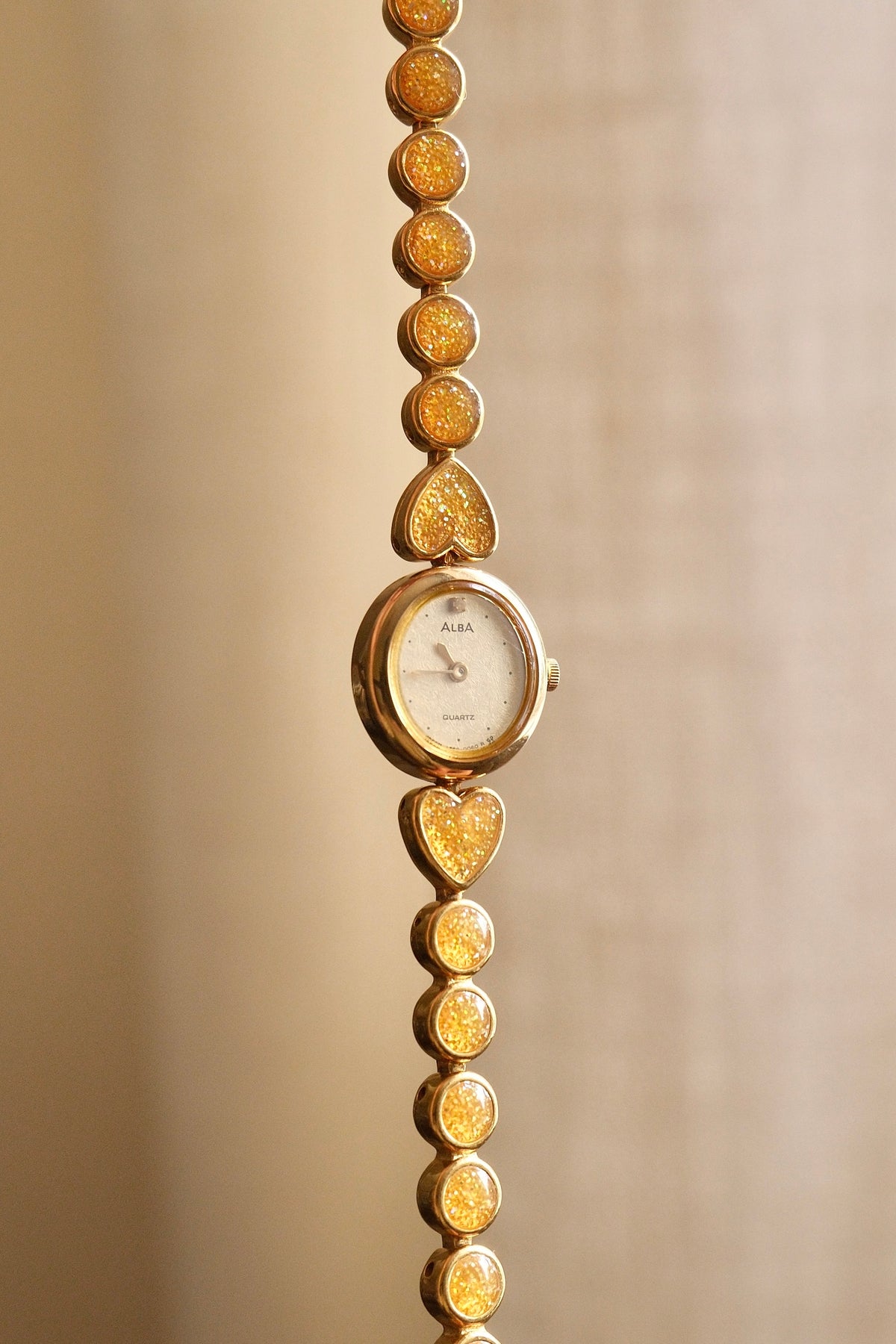 Rare 90s Vintage Gold Alba Seiko Heart Quartz Watch Working