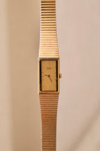 90s Vintage Rectangular Tank Style Seiko Gold Watch Working