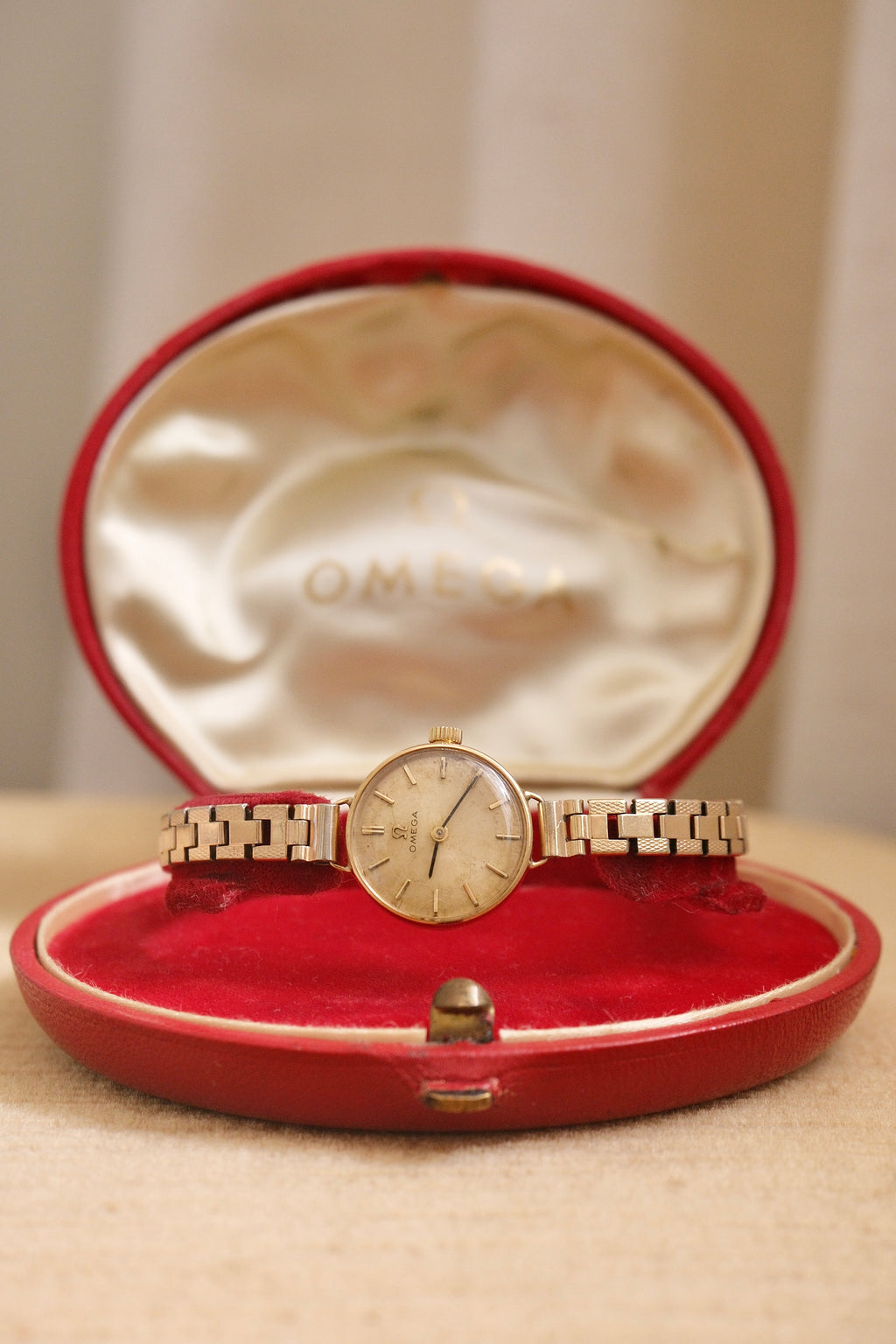 1960s Vintage 9ct Gold Omega Cocktail Watch Gold Plated Bracelet in Orginal Shell Omega Box Manual Wind