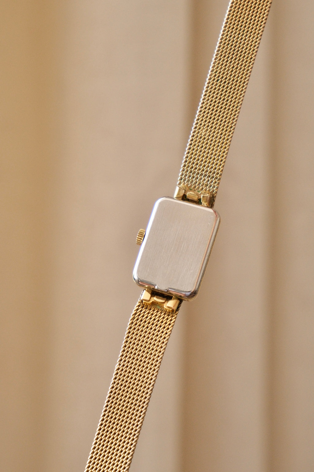 1970s Omega De Ville Manual Wind Gold Plated Tank Style Watch Mesh Strap, in Omega Box Working