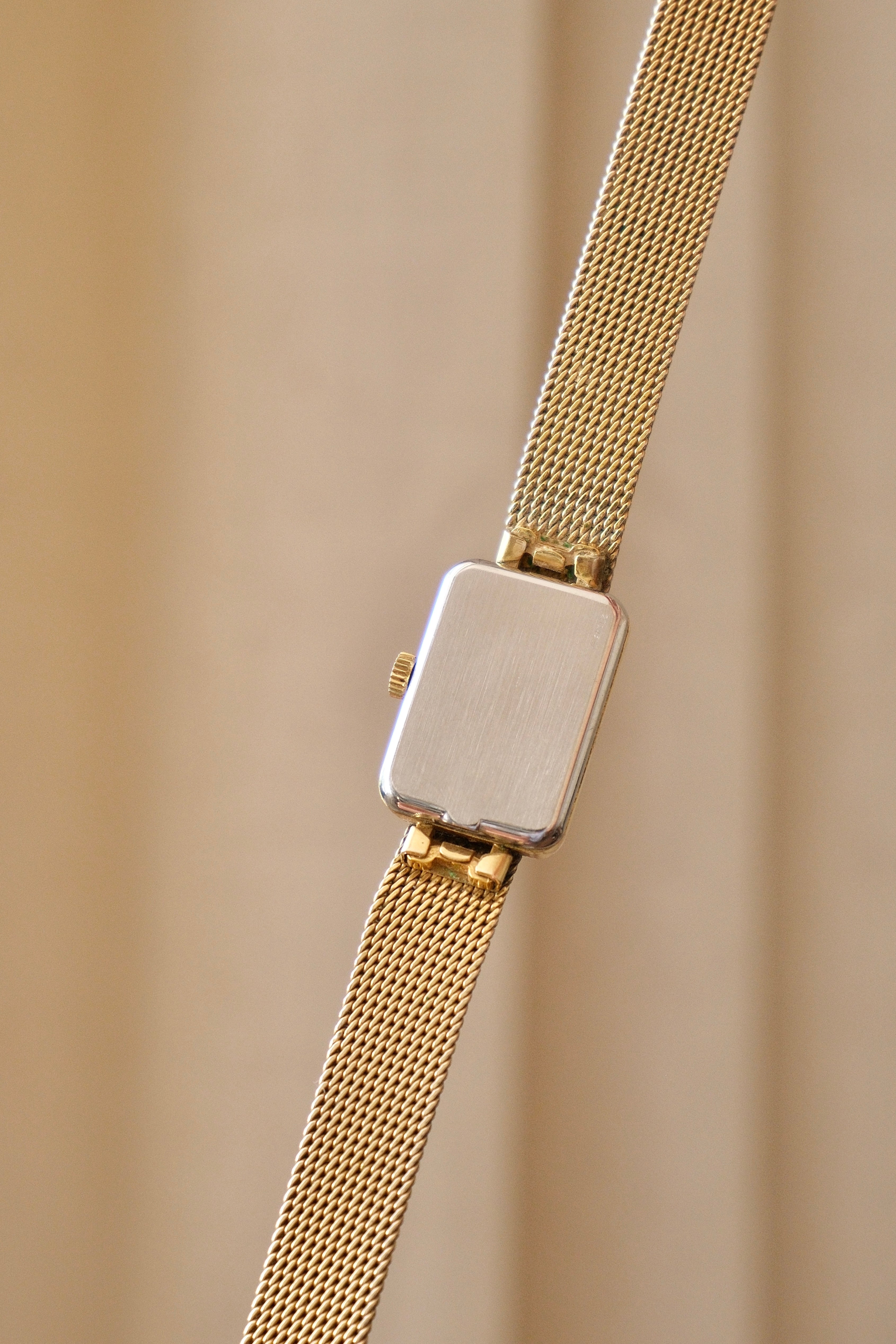 1970s Omega De Ville Manual Wind Gold Plated Tank Style Watch Mesh Strap, in Omega Box Working