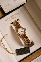 1992 Ladies Gold Raymond Weil Geneva Watch Roman Numerals with Box and Papers