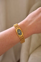 Vintage 90s Ladies Seiko Black Dial Gold Tank Watch Working