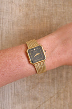 RARE 80s Seiko Lassale 6020 Gold Tank Watch Black Dial Watch in Box