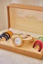 RARE Vintage Gucci Interchangeable Bezel Watch FULL BEZEL set with Box