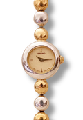 Rare Dainty Petite 90s Seiko Vintage Two Tone Watch Working with Safety Chain