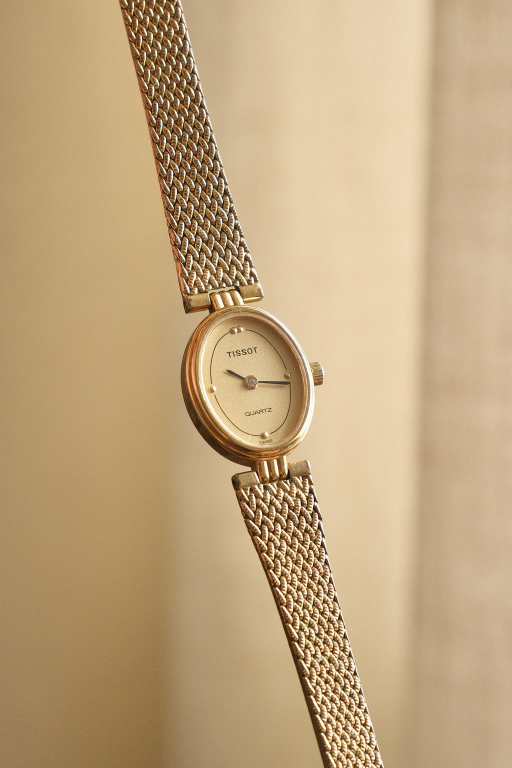 80s Vintage Ladies Gold Oval and Petite Tissot Watch Quartz Working