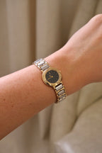 Vintage YSL Ladies Dual Tone Black Dial Watch Working