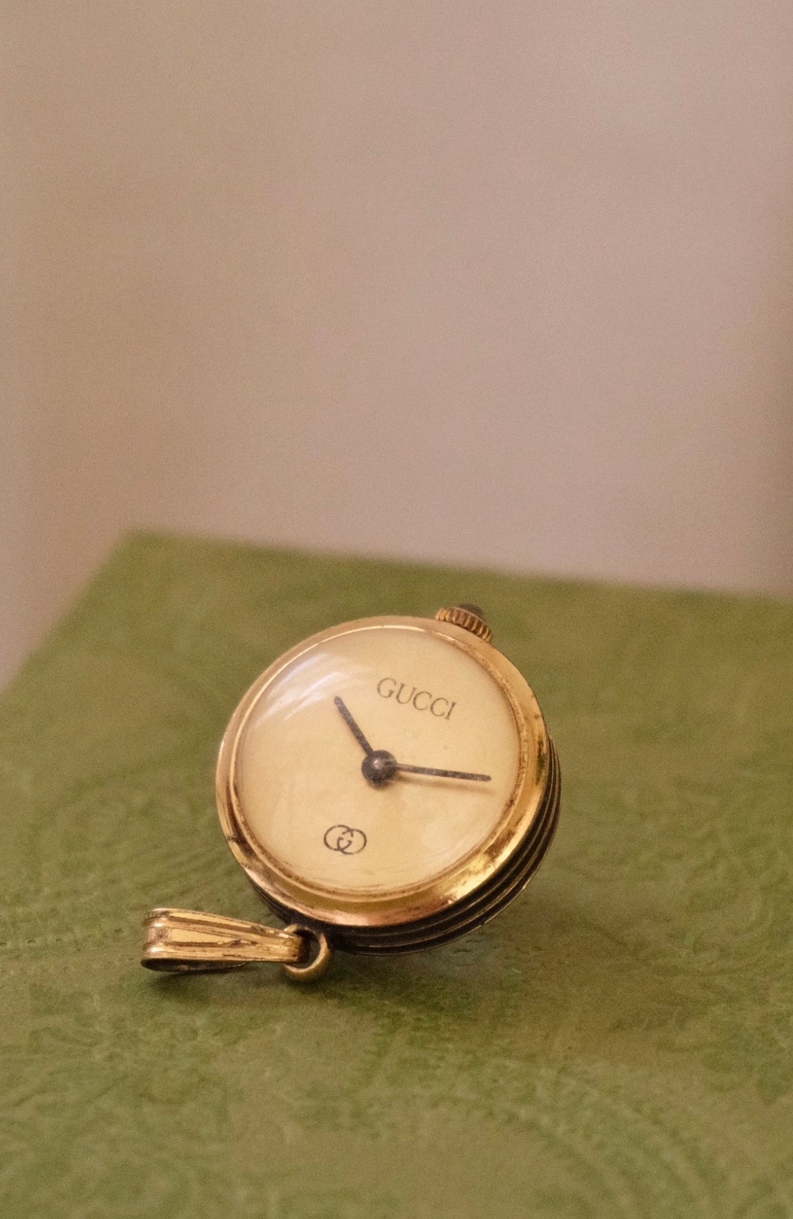 Early 80s Gucci Gold Plated Sphere Pendant Watch Manual Wind, Working