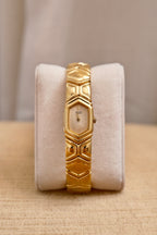 Vintage 1990s Seiko Ladies Hexagonal Quartz Watch Gold Plated Bracelet Style
