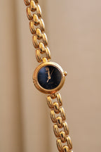 Rare 90s Ladies Gold Seiko Tisse Oval Black Dial Quartz Working