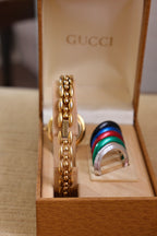 Rare Vintage Ladies Gold Plated 11/12 Gucci Watch 6 Bezels in Box