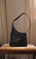 1980s Prada Dark Green Patent Leather Asim Shoulder Bag
