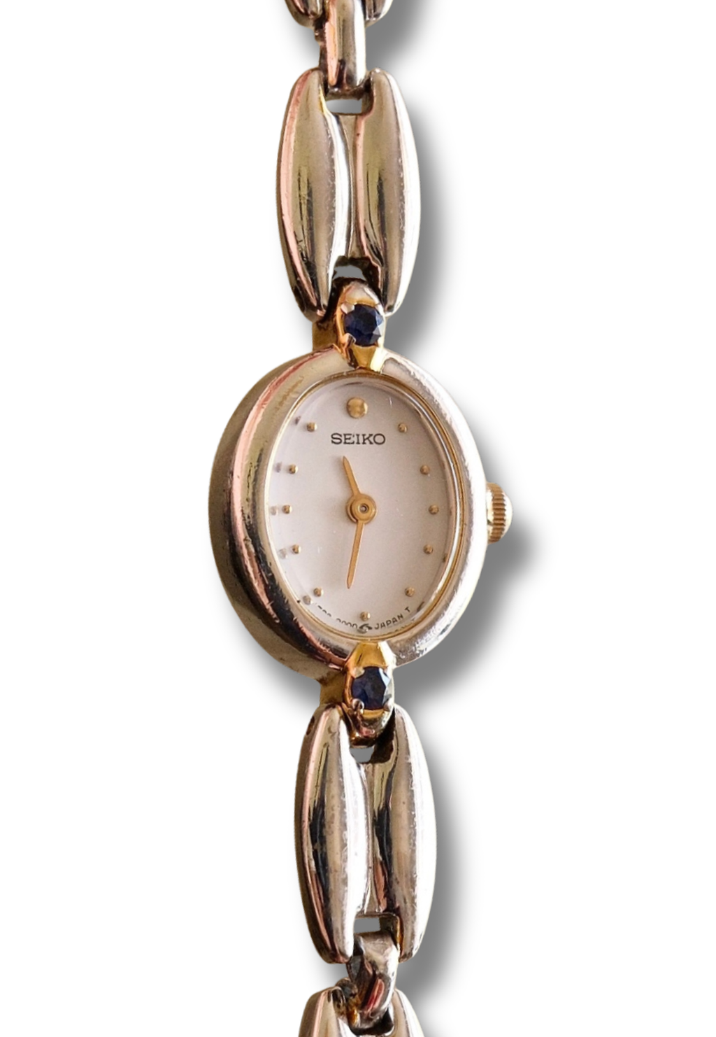 Ultra Rare & Petite Ladies Seiko Oval Dial Watch with Sapphire Gemstone Accents