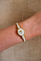 Vintage André Mouche Swiss Peek-a-Boo Cocktail Watch Enamel Bangle, Quartz