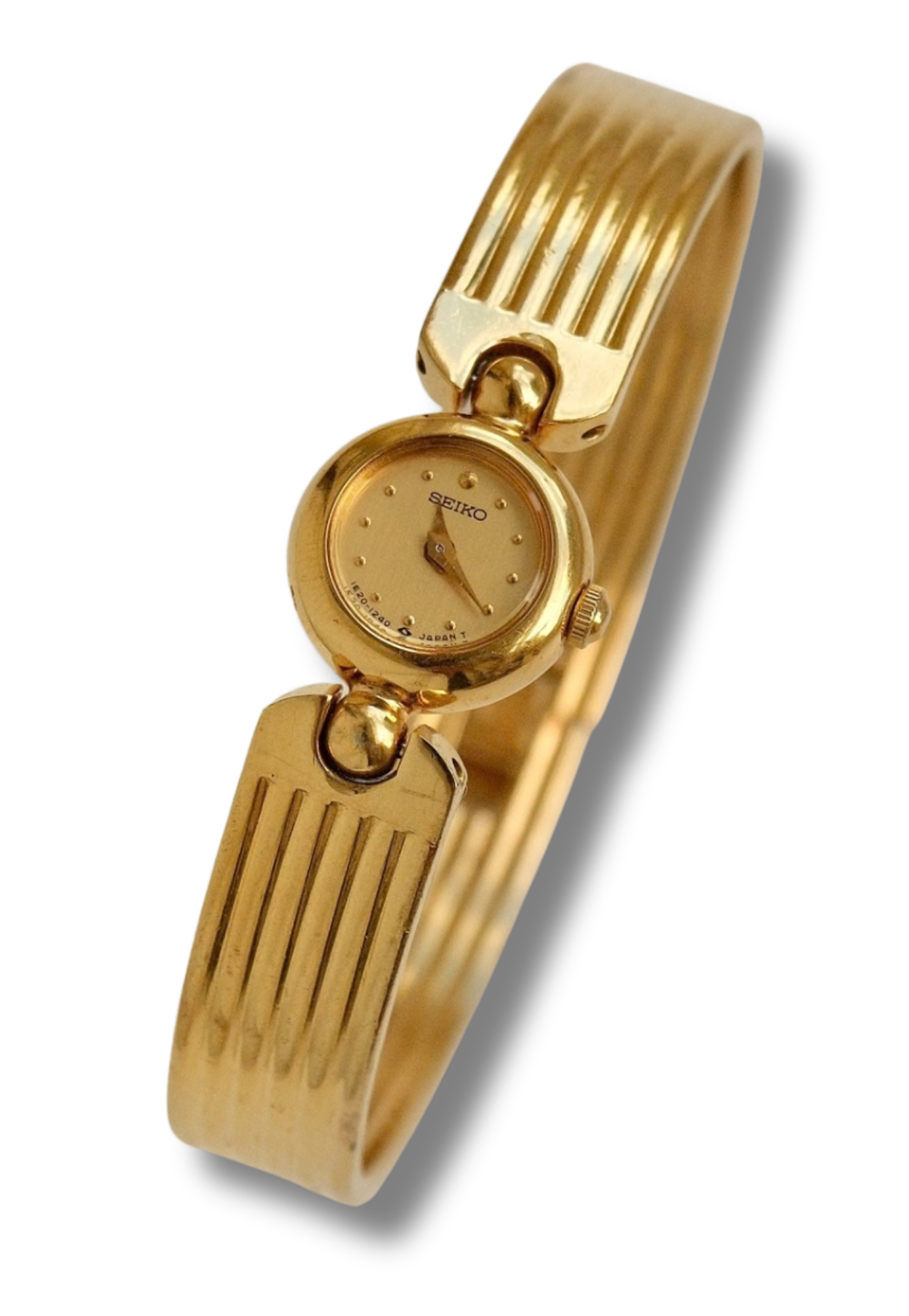 Rare & Petite Vintage 1990s Gold-Plated Ladies' Seiko Quartz Watch With Semi Bangle