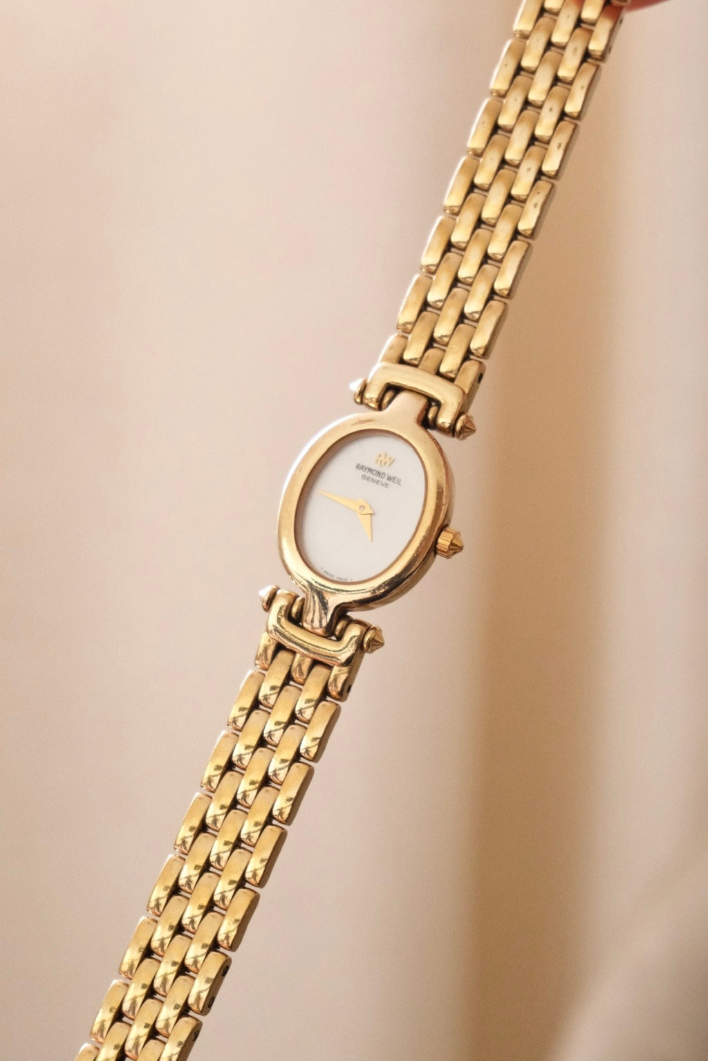 Rare vintage 18k gold plated white dial Raymond Weil watch working