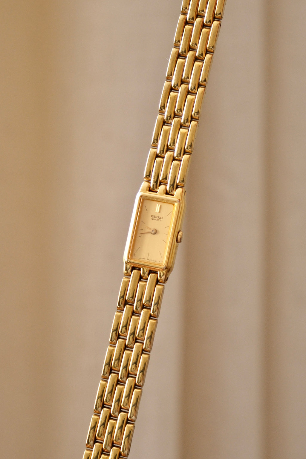 Slim Ladies 90s Gold Seiko Tank Style Quartz Watch Working