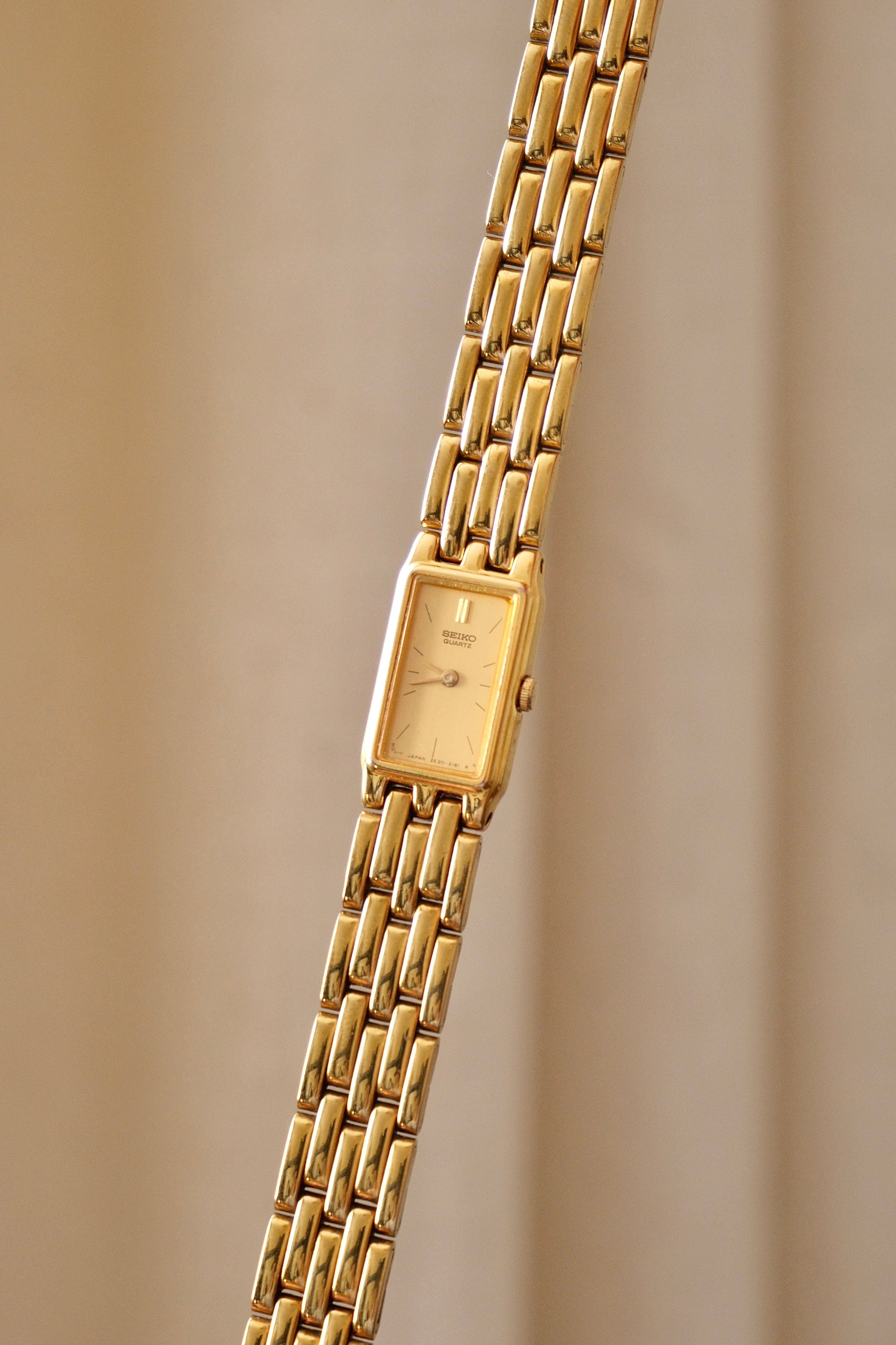 Slim Ladies 90s Gold Seiko Tank Style Quartz Watch Working