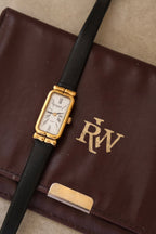 Vintage Raymond Weil Tank Watch: 18k Gold Plated, Leather Strap, Working