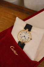 Vintage 1980s Cartier Must de Cartier Vendôme Vermeil Quartz Watch | 18K Gold-Plated 925 Sterling Silver | Red Cartier Pouch Included