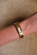 Vintage Gucci 4600L Ladies Quartz Watch Gold Tone Rectangular White Dial