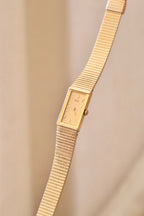 90s Vintage Rectangular Tank Style Seiko Gold Watch Working