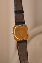 Unisex Ladies Mens Vintage 18k Gold Plated Black Leather Strap Raymond Weil Watch Working