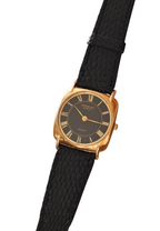 Unisex Ladies Mens Vintage 18k Gold Plated Black Leather Strap Raymond Weil Watch Working