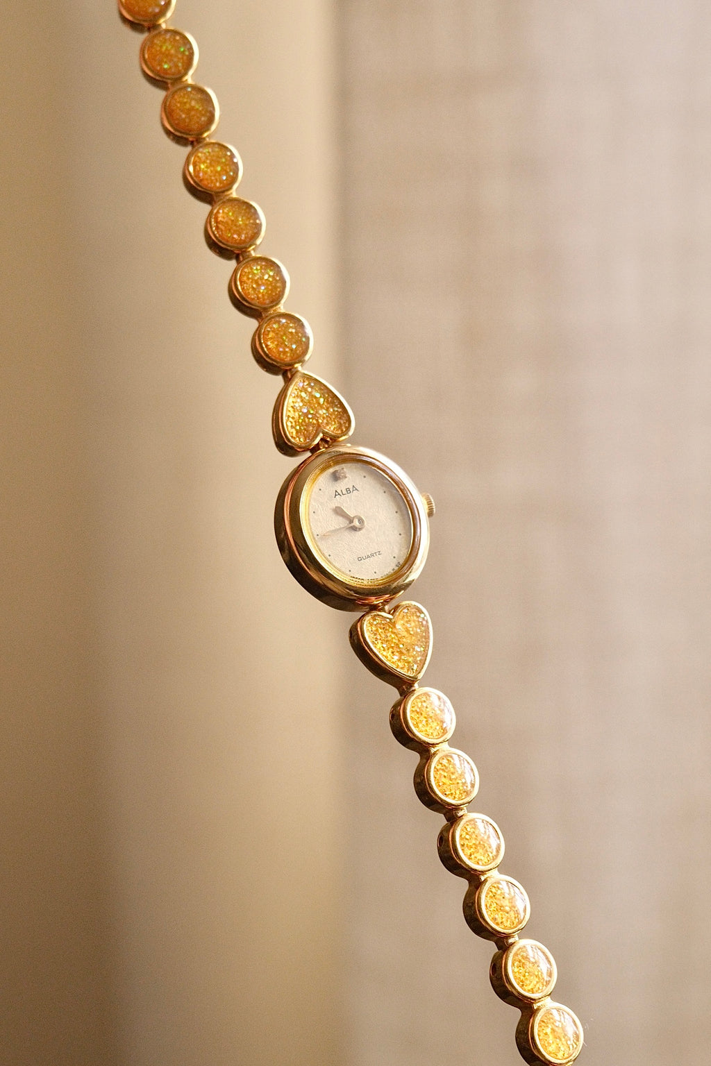 Rare 90s Vintage Gold Alba Seiko Heart Quartz Watch Working