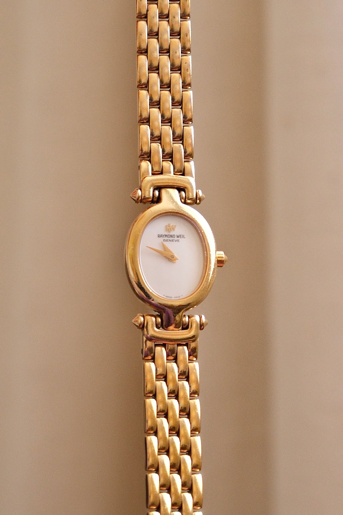 Rare vintage 18k gold plated white dial Raymond Weil watch working