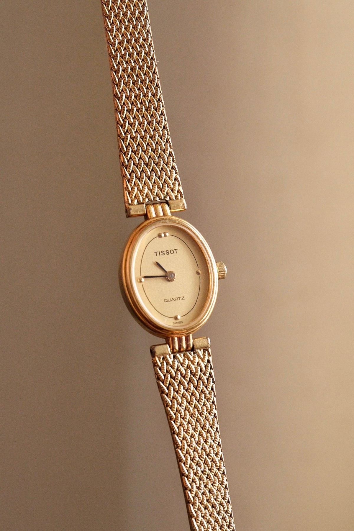 80s Vintage Ladies Gold Oval and Petite Tissot Watch Quartz Working