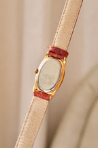 Vintage Ladies Seiko Oval ‘Baignoire’ Style Leather Strap Gold Watch Working