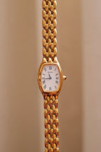 Vintage Seiko Ladies Quartz Watch Gold  Tonneau Case White Dial Roman Numerals  Watch