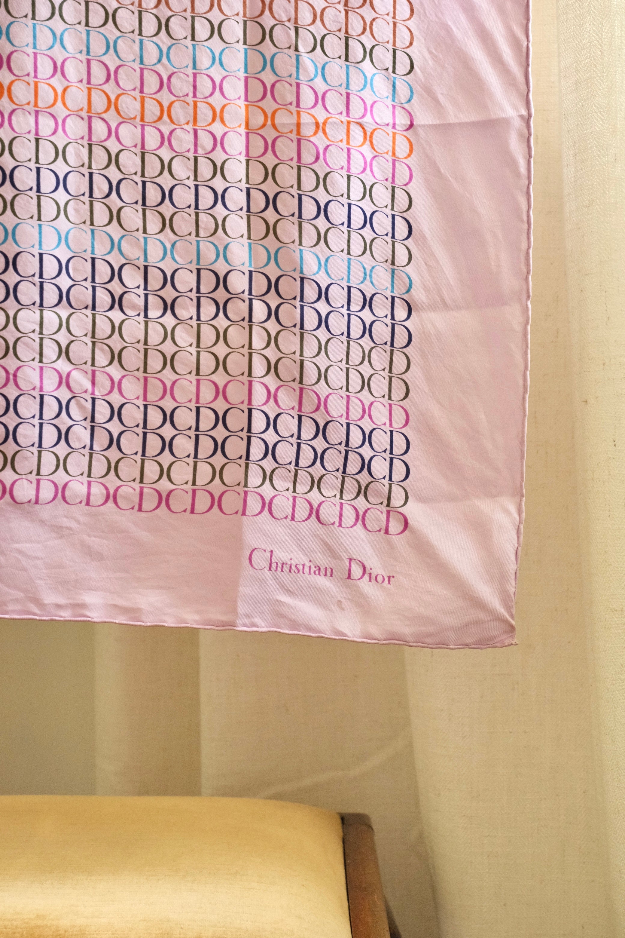 1970s Vintage Christian Dior CD Silk Scarf
