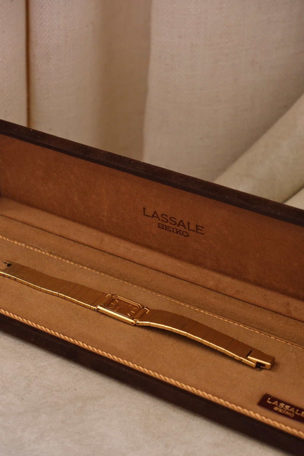 90s Vintage Ladies Ultra Thin Tank Lassale Seiko Gold Plated Watch Working in Box