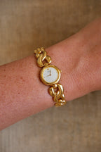 Vintage Ladies Gold Seiko Quartz Watch Featuring a Striking Chunky Intertwined Link Bracelet