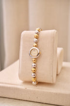 Rare Dainty Petite 90s Seiko Vintage Two Tone Watch Working with Safety Chain