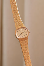 1970s Vintage Ladies Longines Gold Cocktail Watch, Textured Bark Bracelet Swiss Mechanical