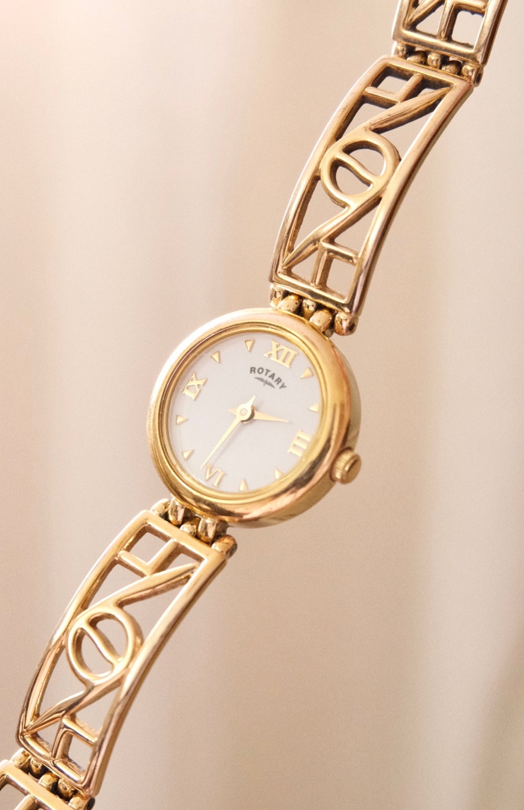 90s Rotary Vintage Ladies Gold Watch Fancy Links Working