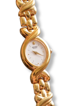 90s Vintage Ladies Gold Unique Seiko Quartz Watch Working