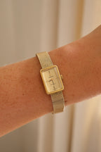 1970s Omega De Ville Manual Wind Gold Plated Tank Style Watch Mesh Strap, in Omega Box Working