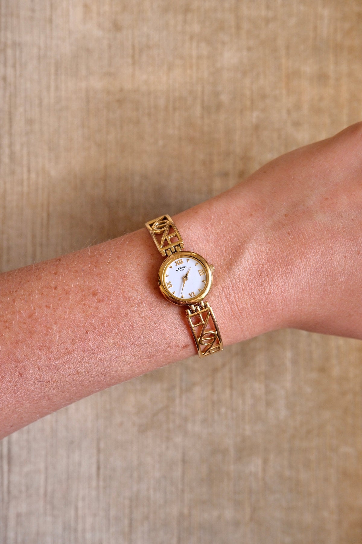 90s Rotary Vintage Ladies Gold Watch Fancy Links Working