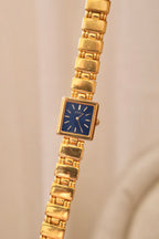 Vintage Women’s Blue Dial Sqaure Face Gold Seiko Watch Working