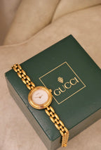 Vintage 1990 Gucci 11/12.2 Interchangeable Bezel Watch Gold Plated Swiss Ladies Watch Original Box